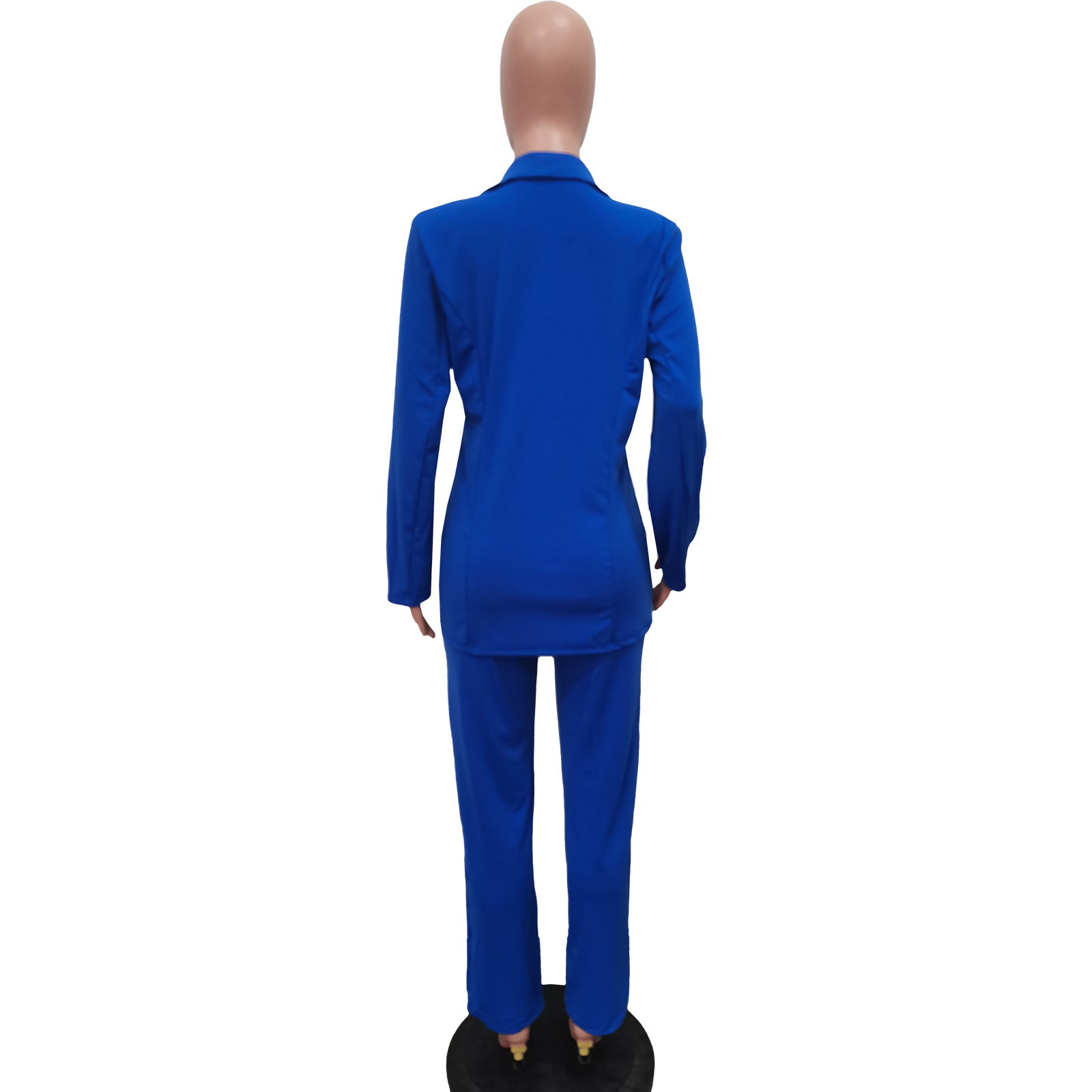 Women Solid Turndown Collar Two-piece Set 22