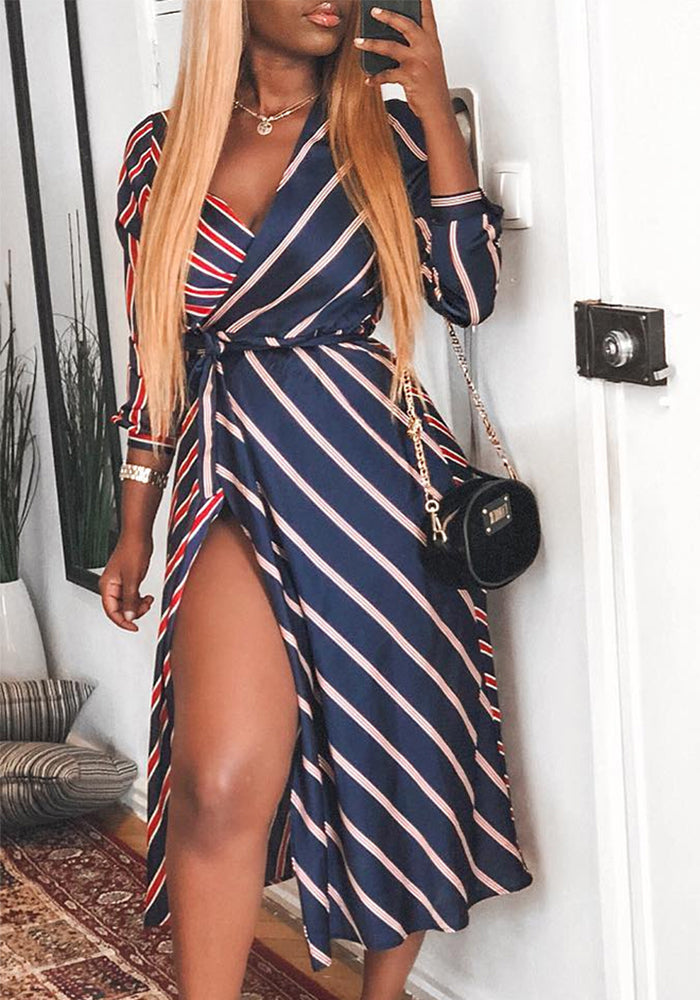 Women Striped Patchwork Dress