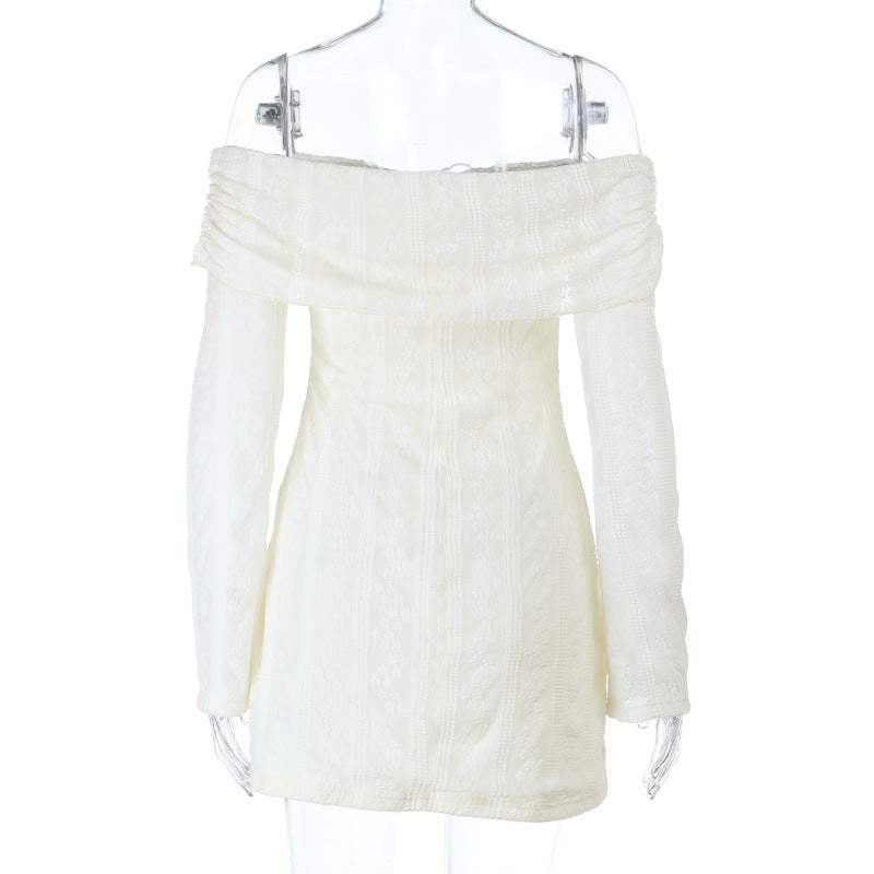 Women jacquard off-shoulder sexy fall bodycon dress 9