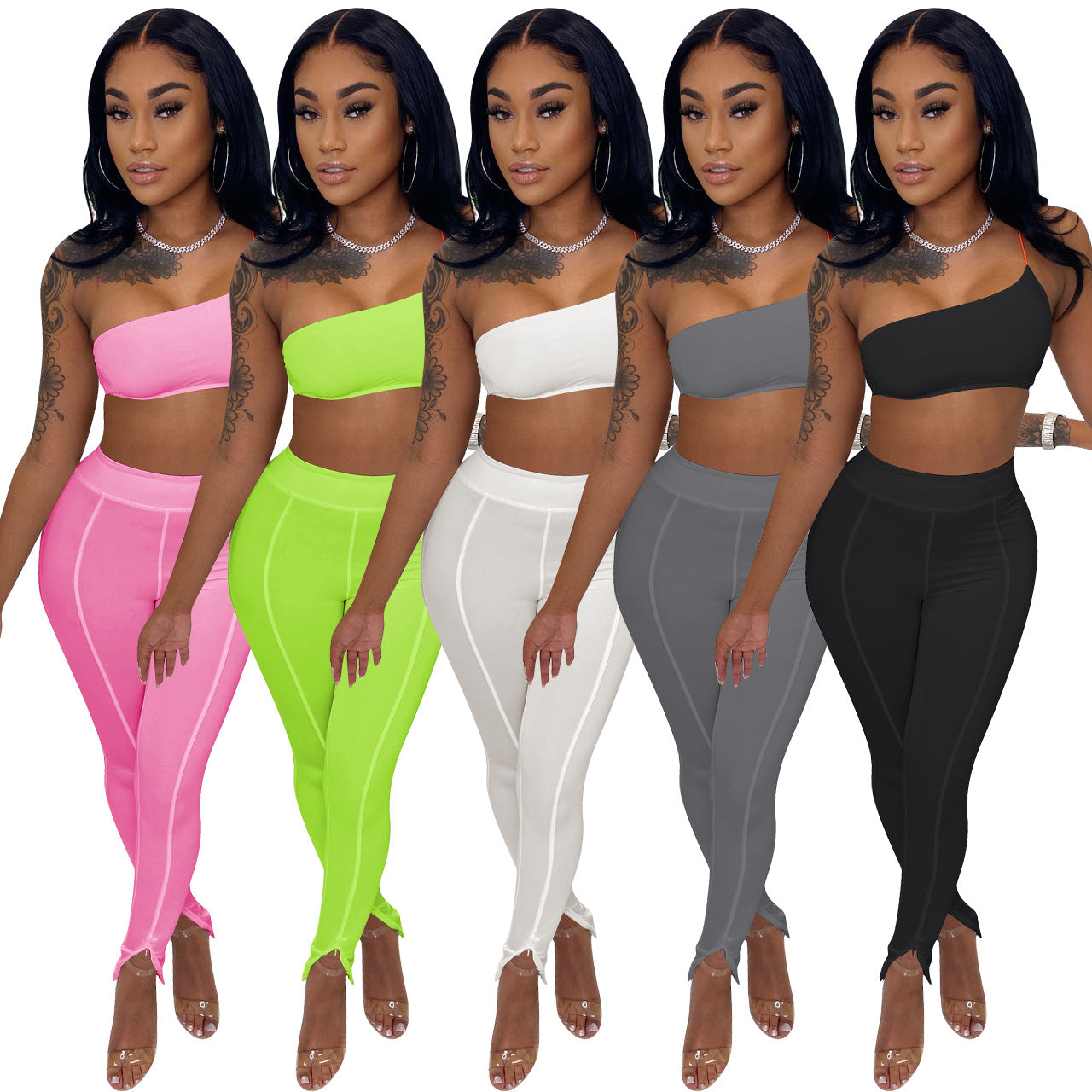 Women's Sling Tube Slit Hem Tracksuit