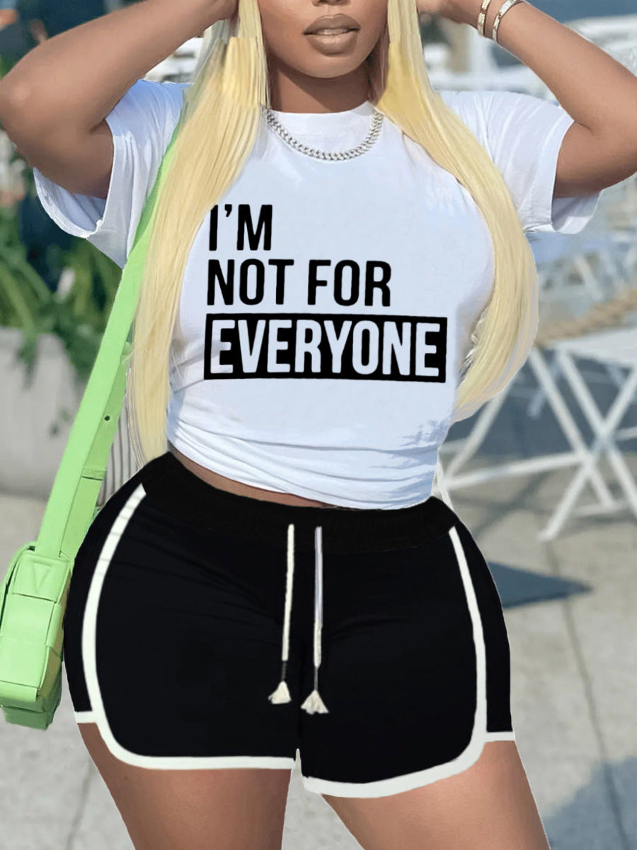 Women'S Contrasting Color English Letter Print Tracksuit Sports Two-Piece Shorts Set 3