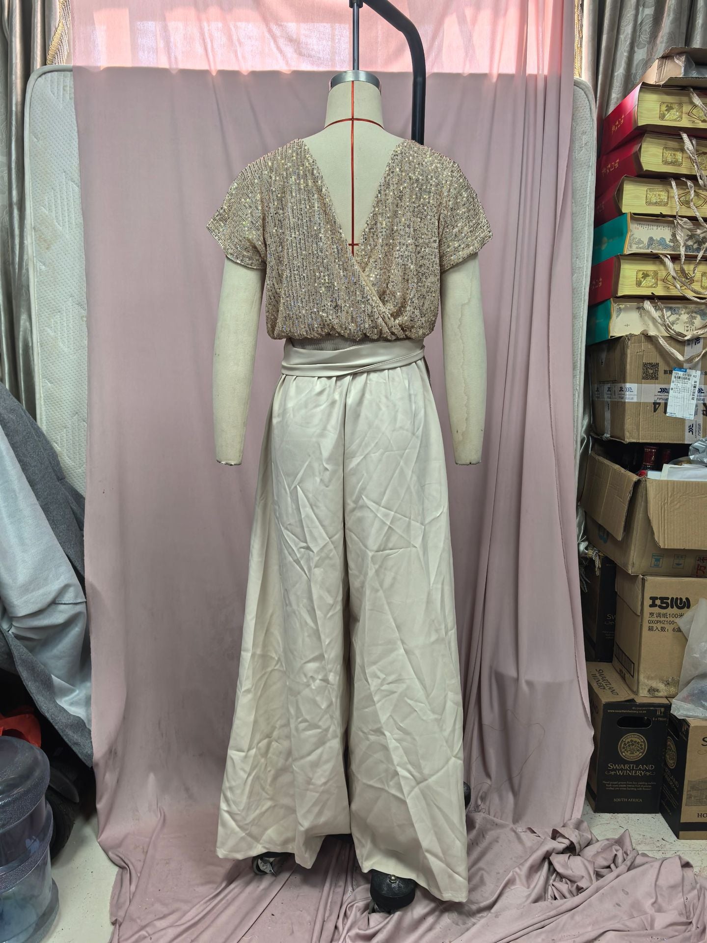 Spring One-Piece Sequin Fashion Short-Sleeved Casual Jumpsuit 10