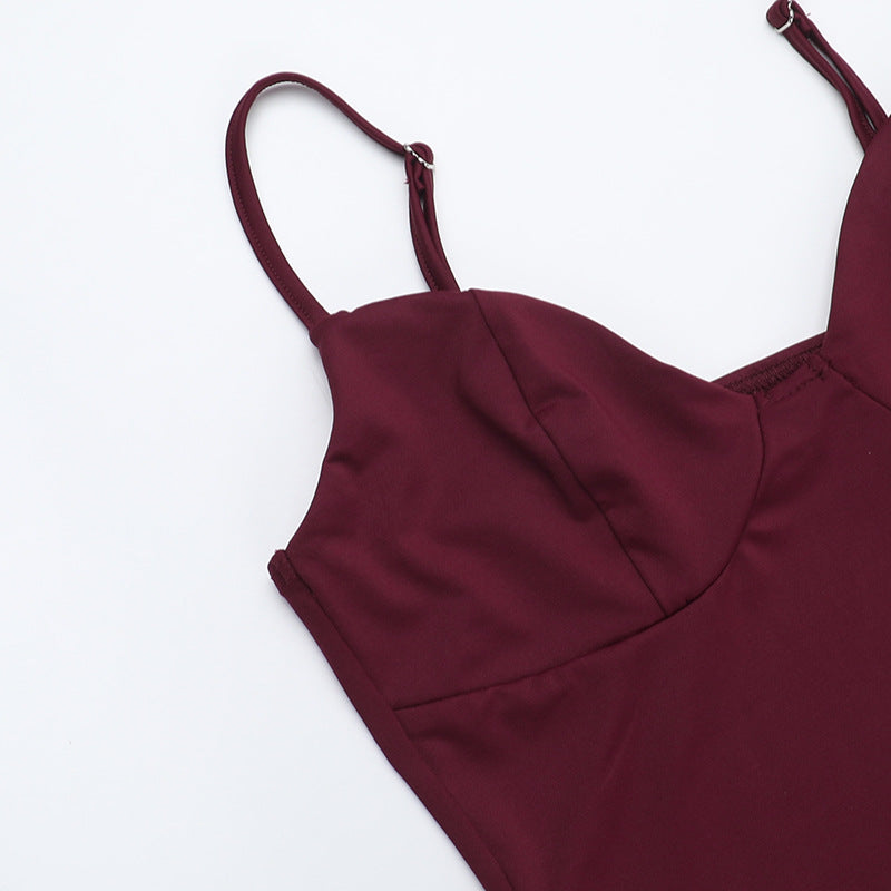 Strap Chic V-neck Holidays Slit Ruffle Dress 14