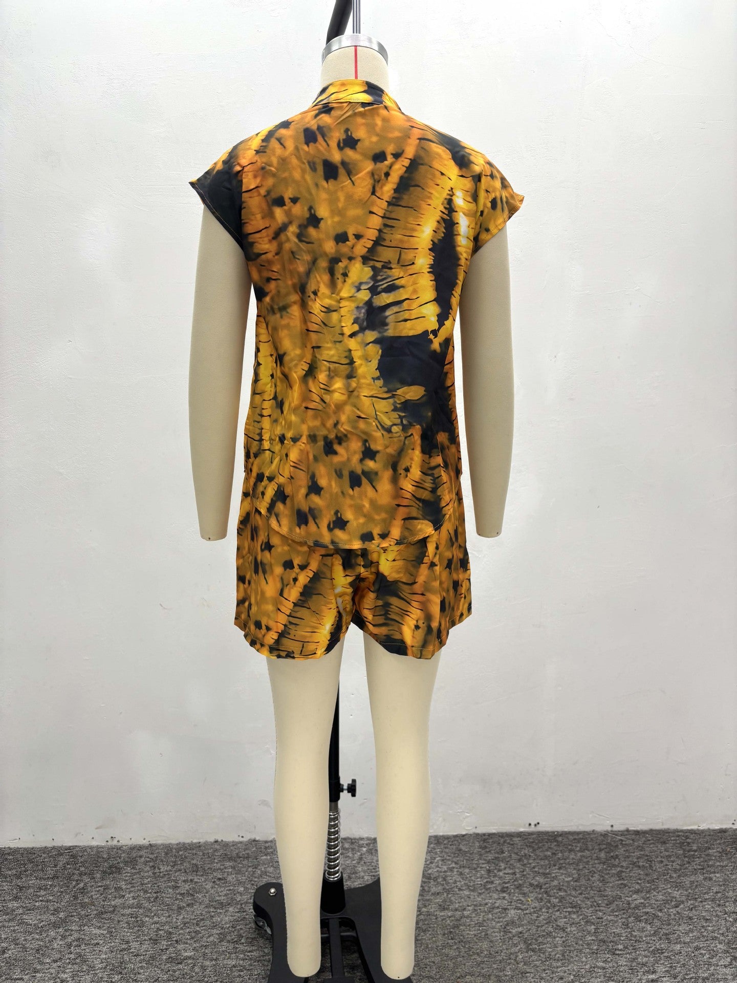 Women's Short Sleeve Turndown Collar Plus Size Print Shirt Casual Shorts African Fashion Loose Two-Piece Set 7