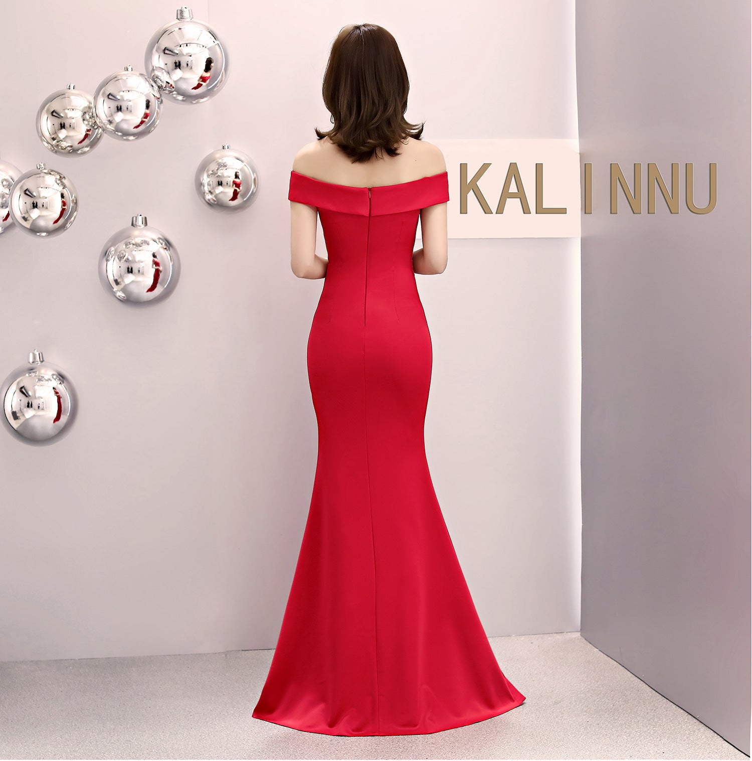 Women Summer Formal Off Shoulder High Slit Mermaid Evening Dress 12