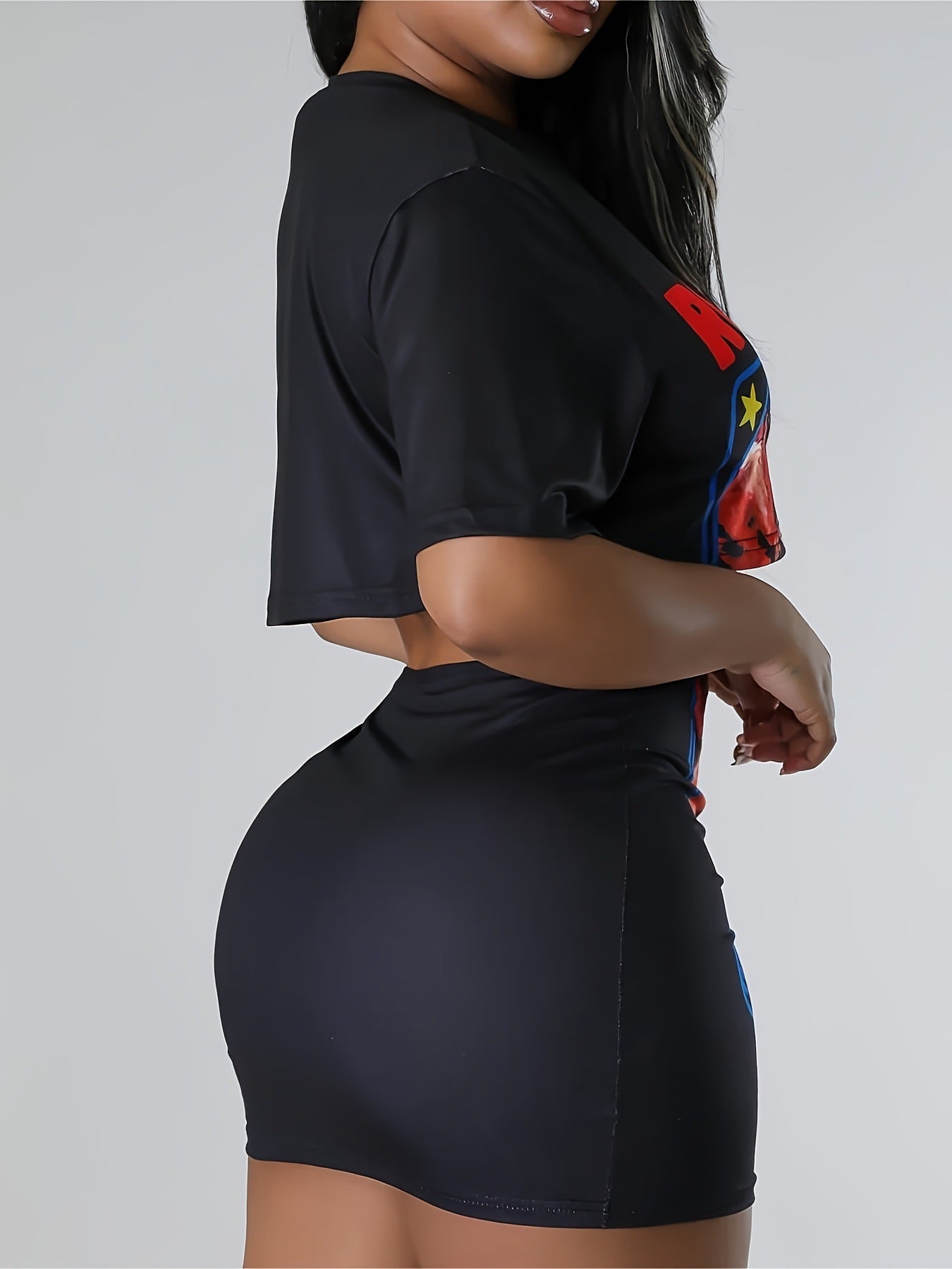 Women printed T-shirt and Skirt two-piece set 19