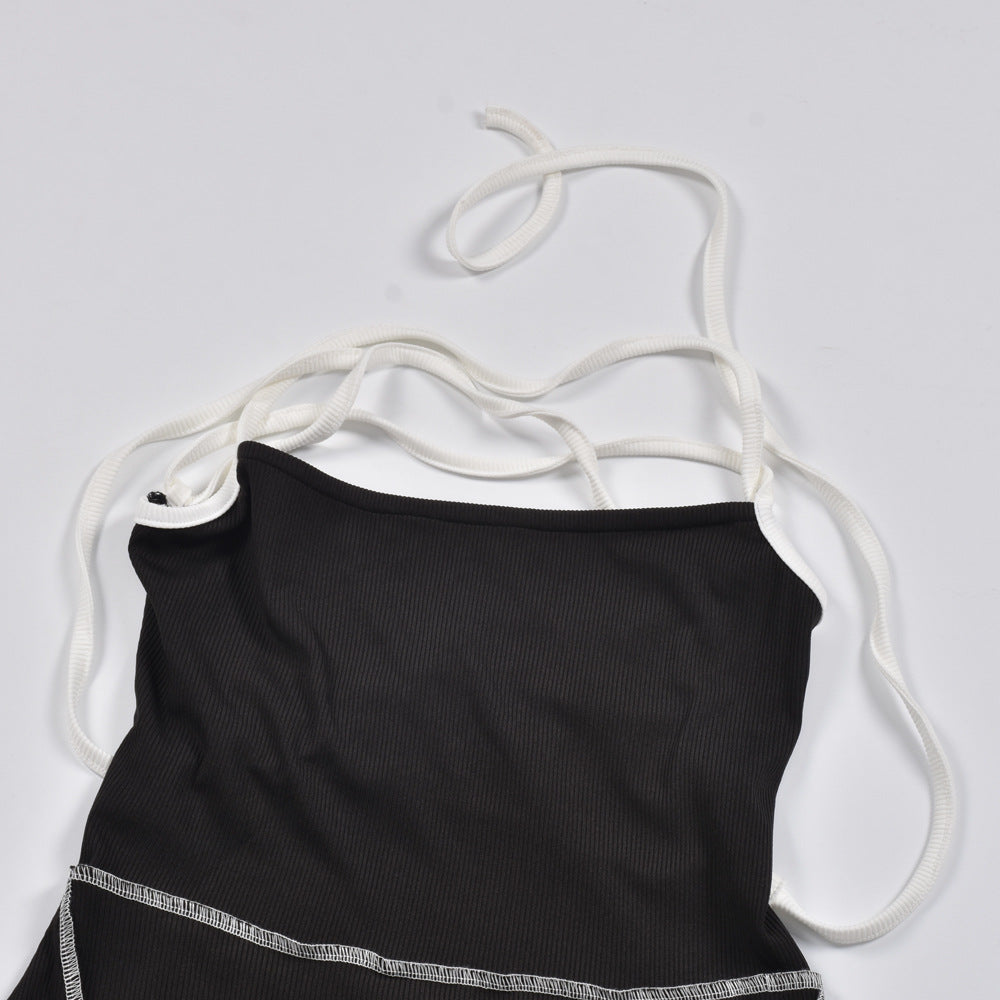 Women's Spring Summer Tie Low Back Sleeveless Halter Neck Bodycon Dress 14