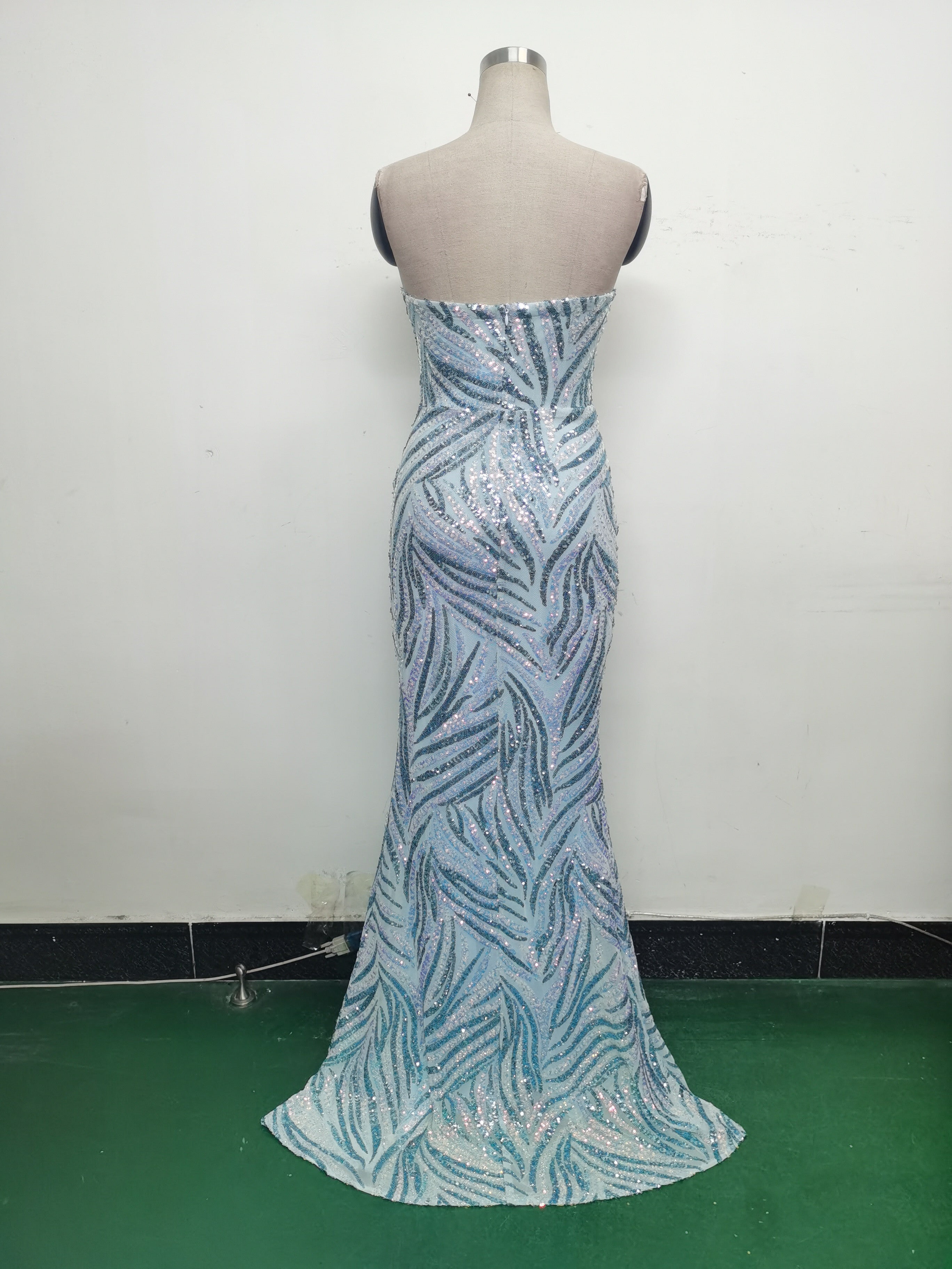 Women Beaded Sequined Wrap Dinner Party Evening Dress 41