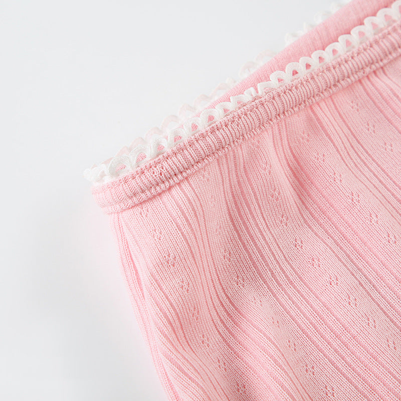 Summer Home Set Lace Bow Straps Top & Shorts Pajamas Casual Two-Piece Set 22