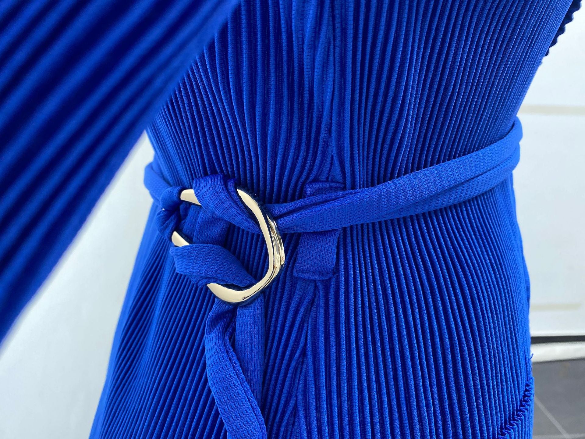 Plus Size African Women pleated Solid Blazer and Pant two-piece set 8