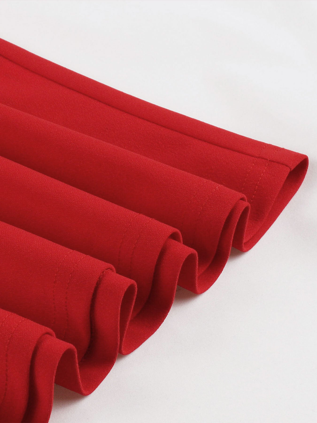 Summer Women Red Turndown Collar Short Sleeve Dress 5