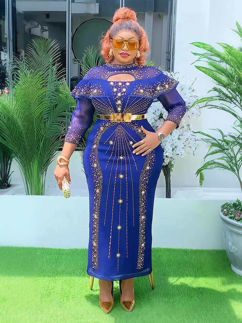 Plus Size Women African Beaded Bodycon dress