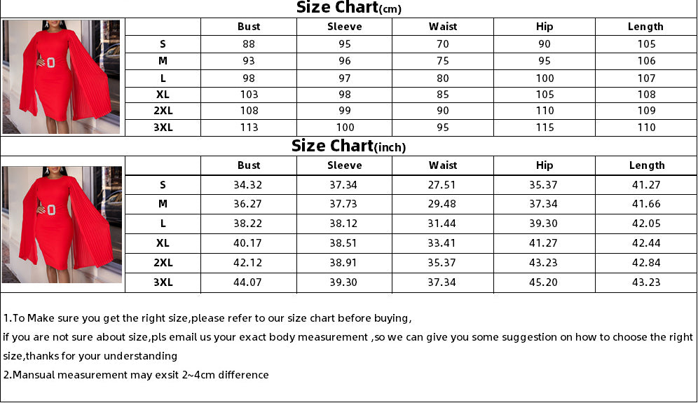 Plus Size Women African Solid Bodycon Cape Dress 5