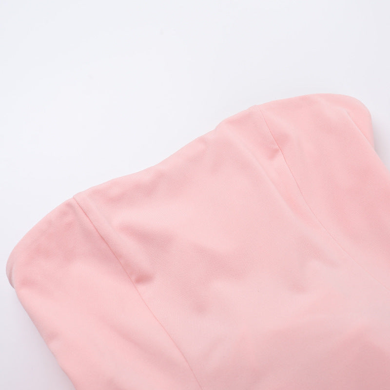 Women sexy Backless big bow Strapless dress 17