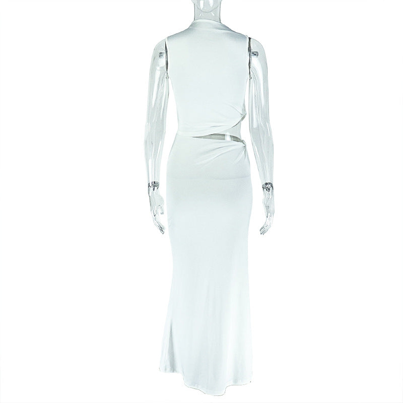 Women Casual Solid Irregular Top and Bodycon Skirt Two-piece Set 8