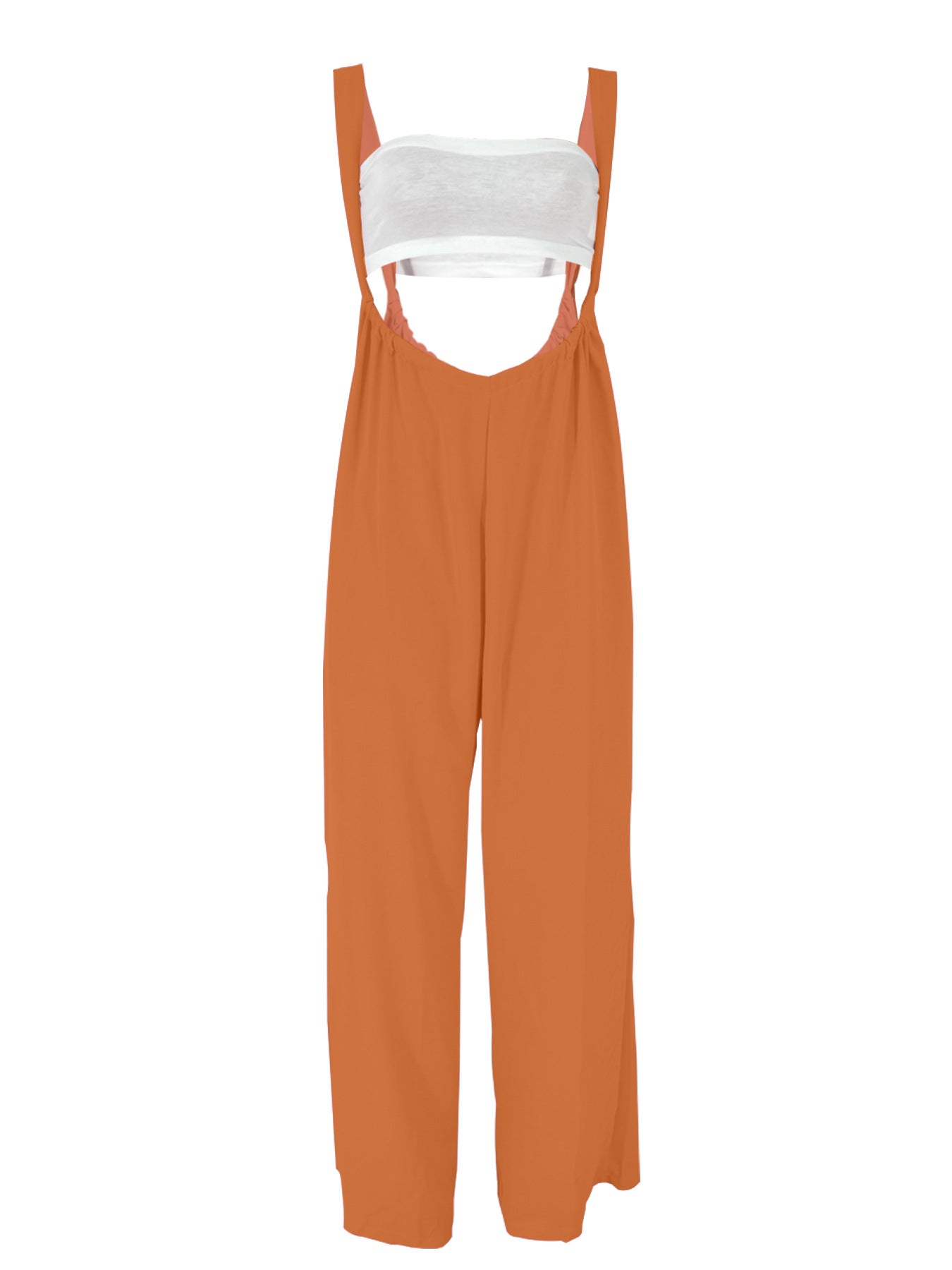 Drawstring Suspenders Wide Leg Trousers Strapless Crop Top Two-Piece Set 25