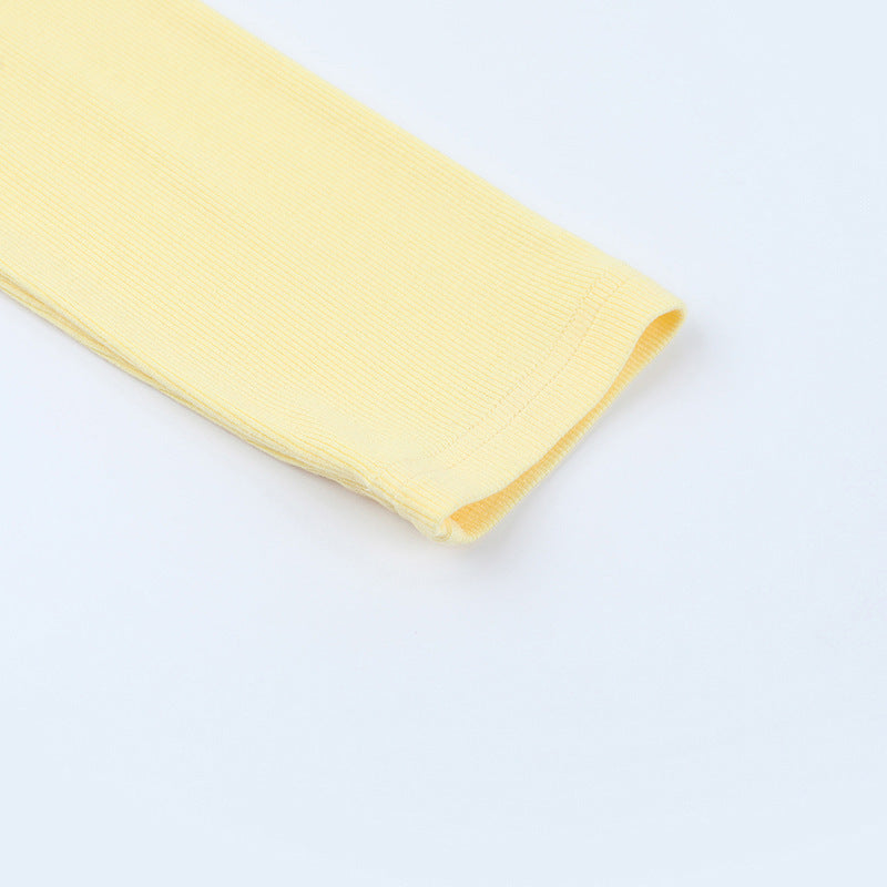 Long Sleeve Top & Shorts Set Summer Streetwear Solid Color Outfit 13