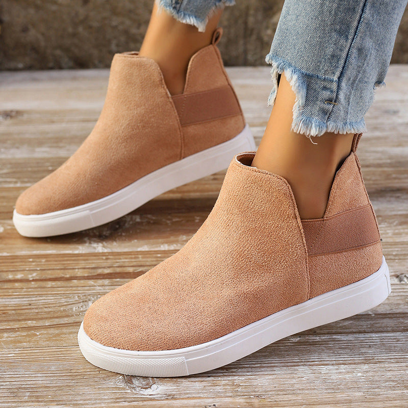 Plus Size Women's Shoes Suede Elastic Slip-On Casual Sneakers Sports Fashion Shoes 4