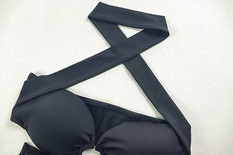 Women Slit Pleated Sexy Halter Neck Backless Bodycon Dress 6