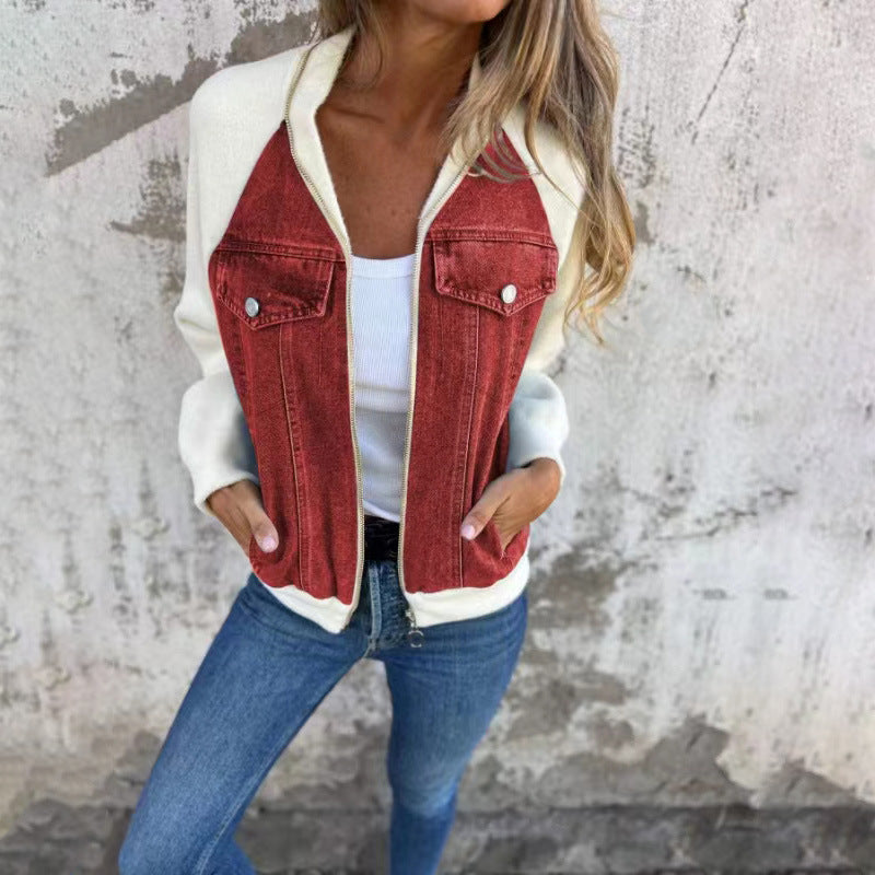 Women Casual Denim Patchwork Jacket 5