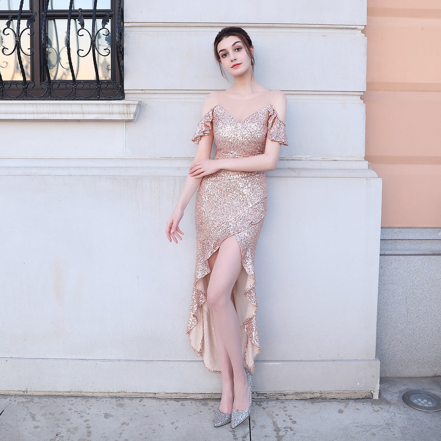 High-Slit Fishtail Evening Dress Formal Party Gown 10