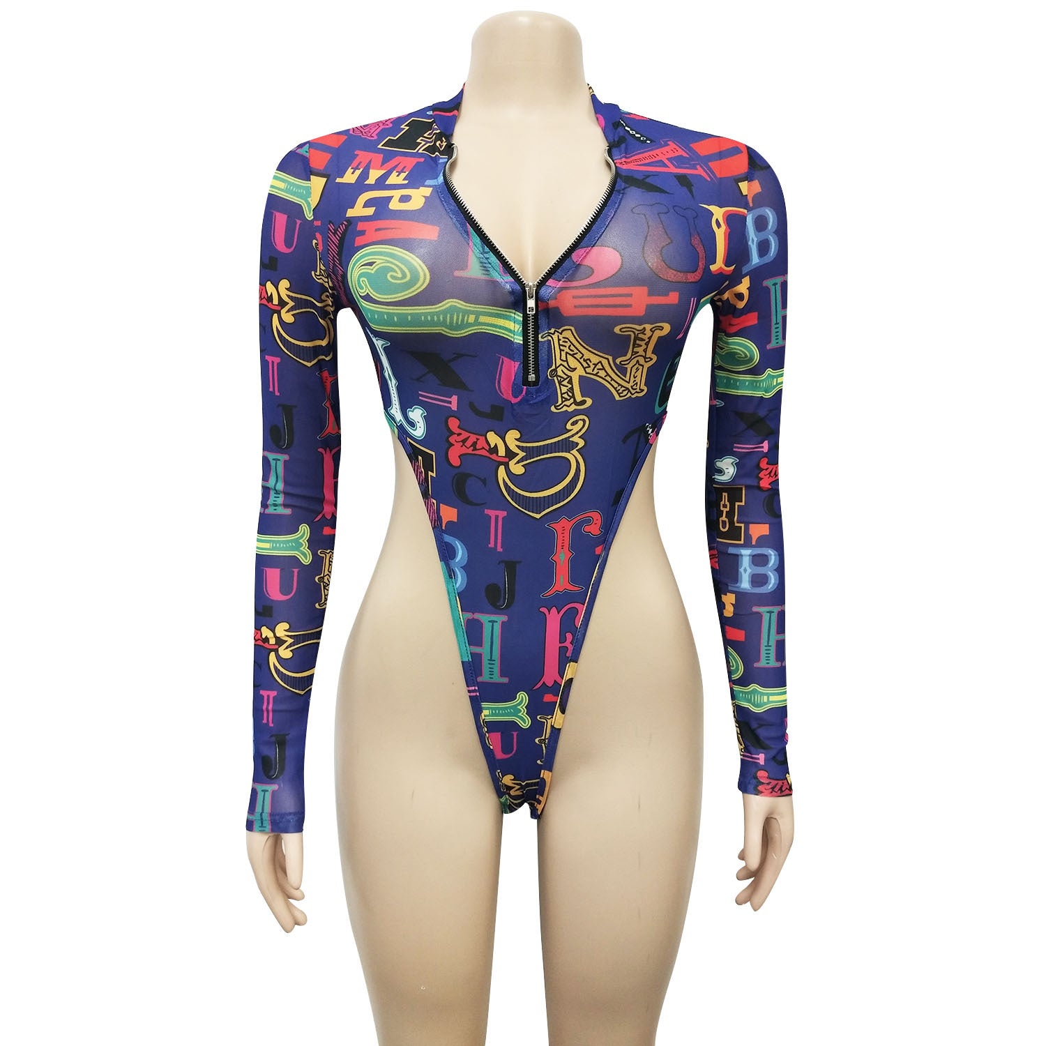 Women Sexy Mesh Printed Top and Pant Two-Piece Set 7