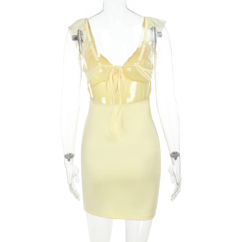 Women Sexy V-Neck Summer Ruffle Bodycon Dress 9