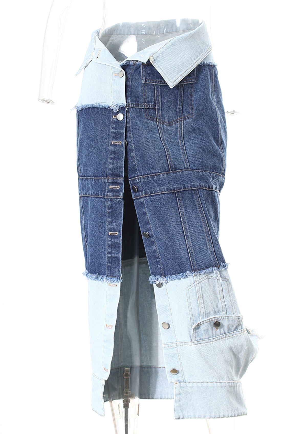 Women spring clothes contrast color Patchwork Style Skirt 3