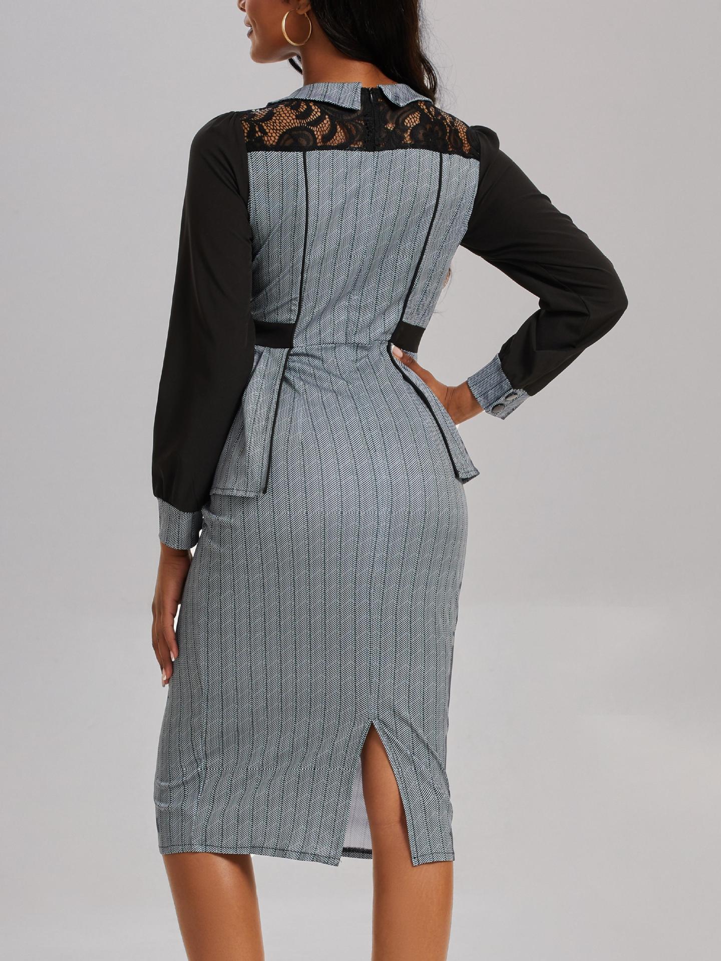 Houndstooth Elegant Women's Fashion Career Dress 4