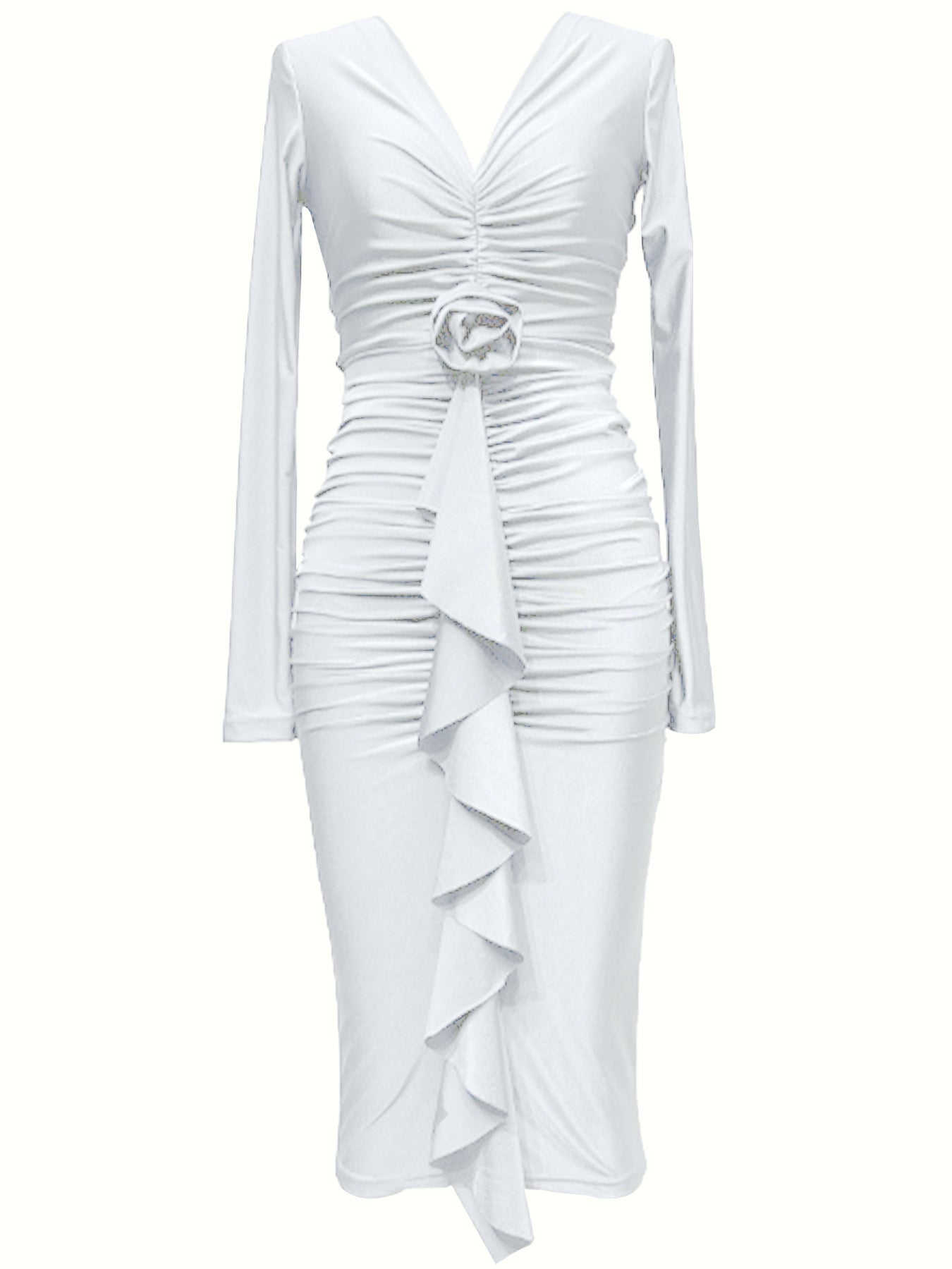 Women's Autumn And Winter Long Sleeve V-Neck Flower Sexy Bodycon Dress 10