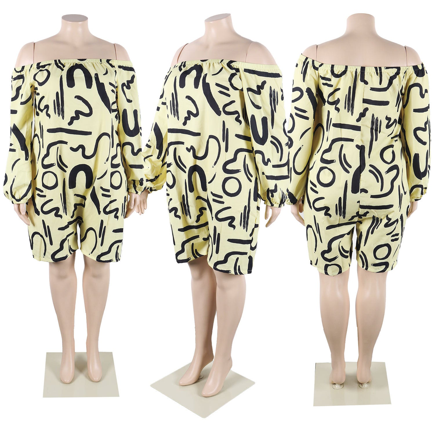 Sexy Casual Print Off Shoulder Plus Size Jumpsuit 9