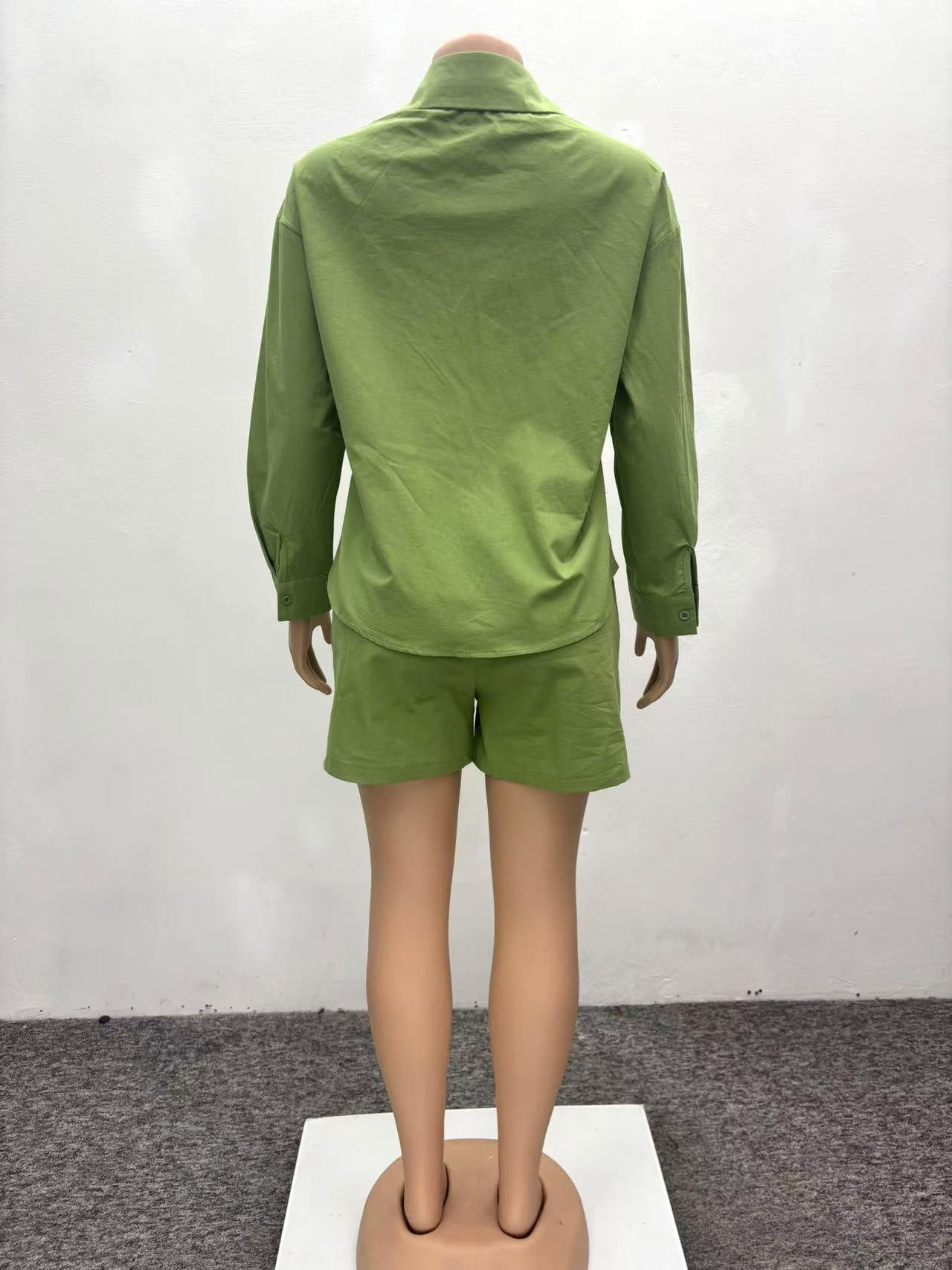 African Print Long-Sleeve Shirt Shorts Two-Piece Set 8