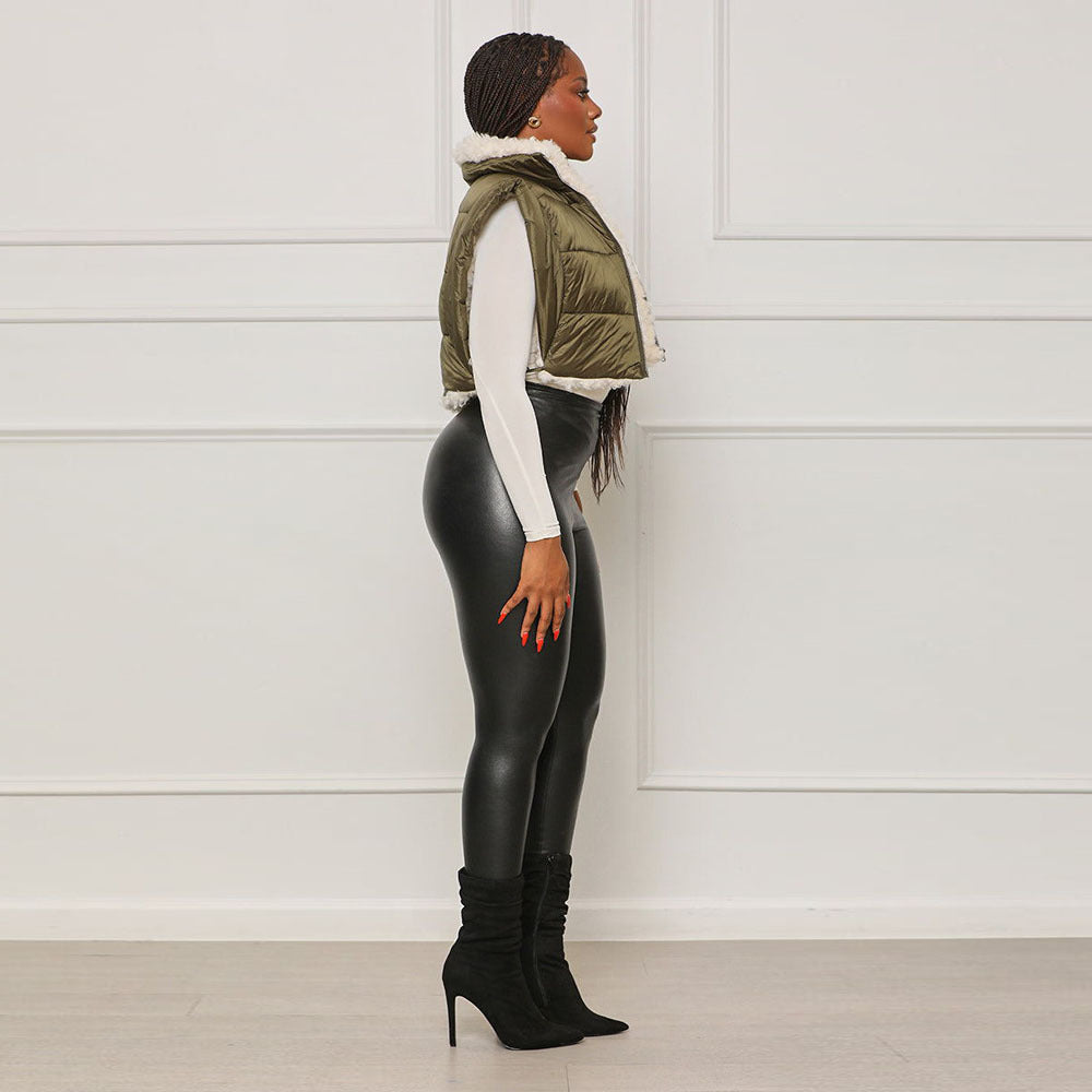 Autumn and winter solid color double-sided zipper Fleece cotton Padded vest 7