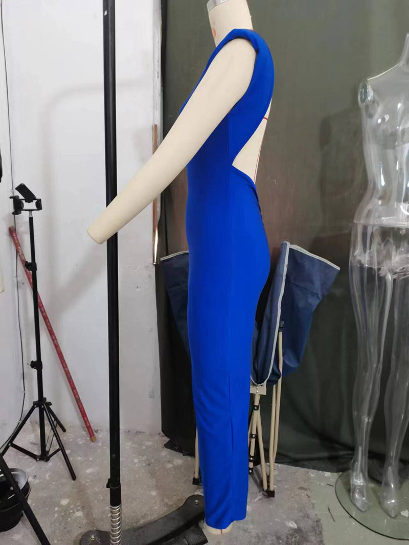 Summer Women's Sexy Tight Fitting Low Back Hollow Trend Chic Slim Waist Long Dress 17