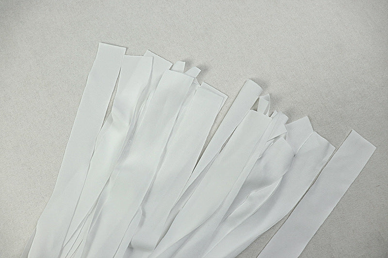 Women patchwork backless solid bodycon lace-up asymmetrical pleated dress 15