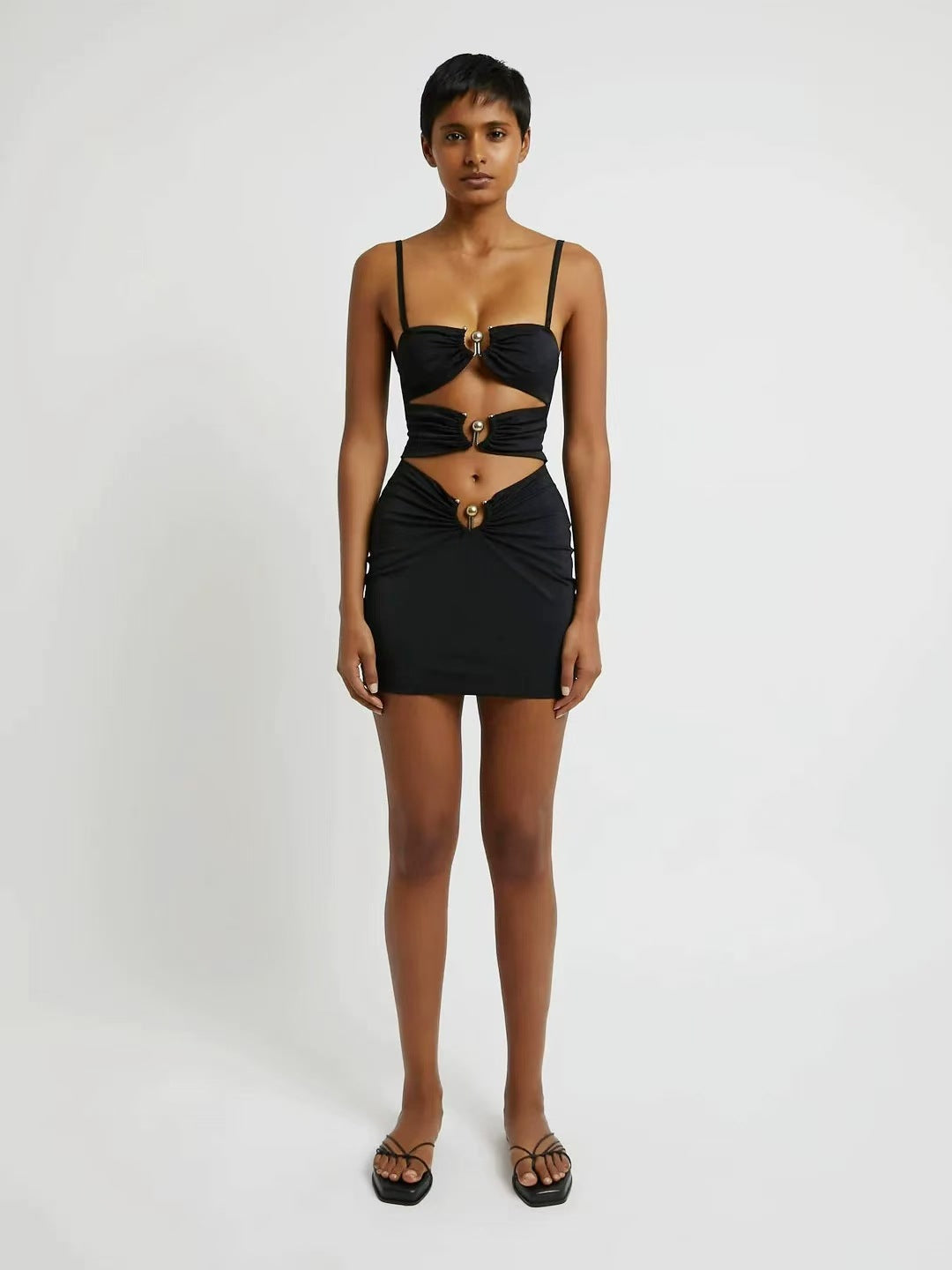 Women's Sexy Low-Cut Strap Hollow Slim Bodycon Dress