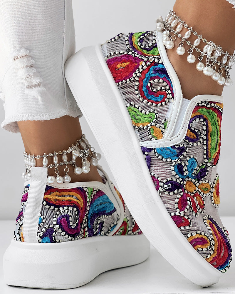 Multi-Color Mesh Platform Casual Flat Shoes 3