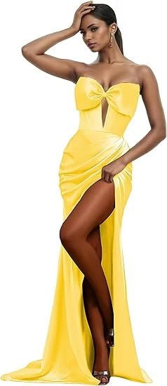 Sexy Hollow Strapless Long Solid Color Slit Prom Evening Dress（Processing time need 3-6 days） 7