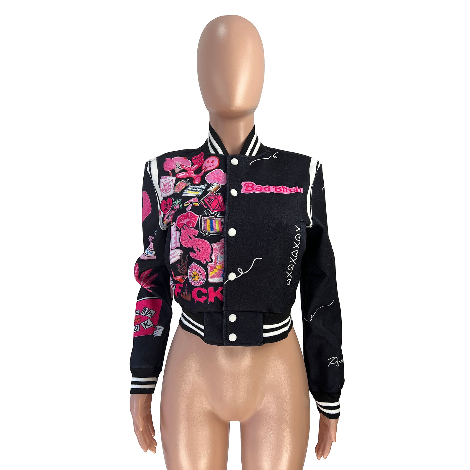 Women'S Fashion Print Baseball Jacket 18