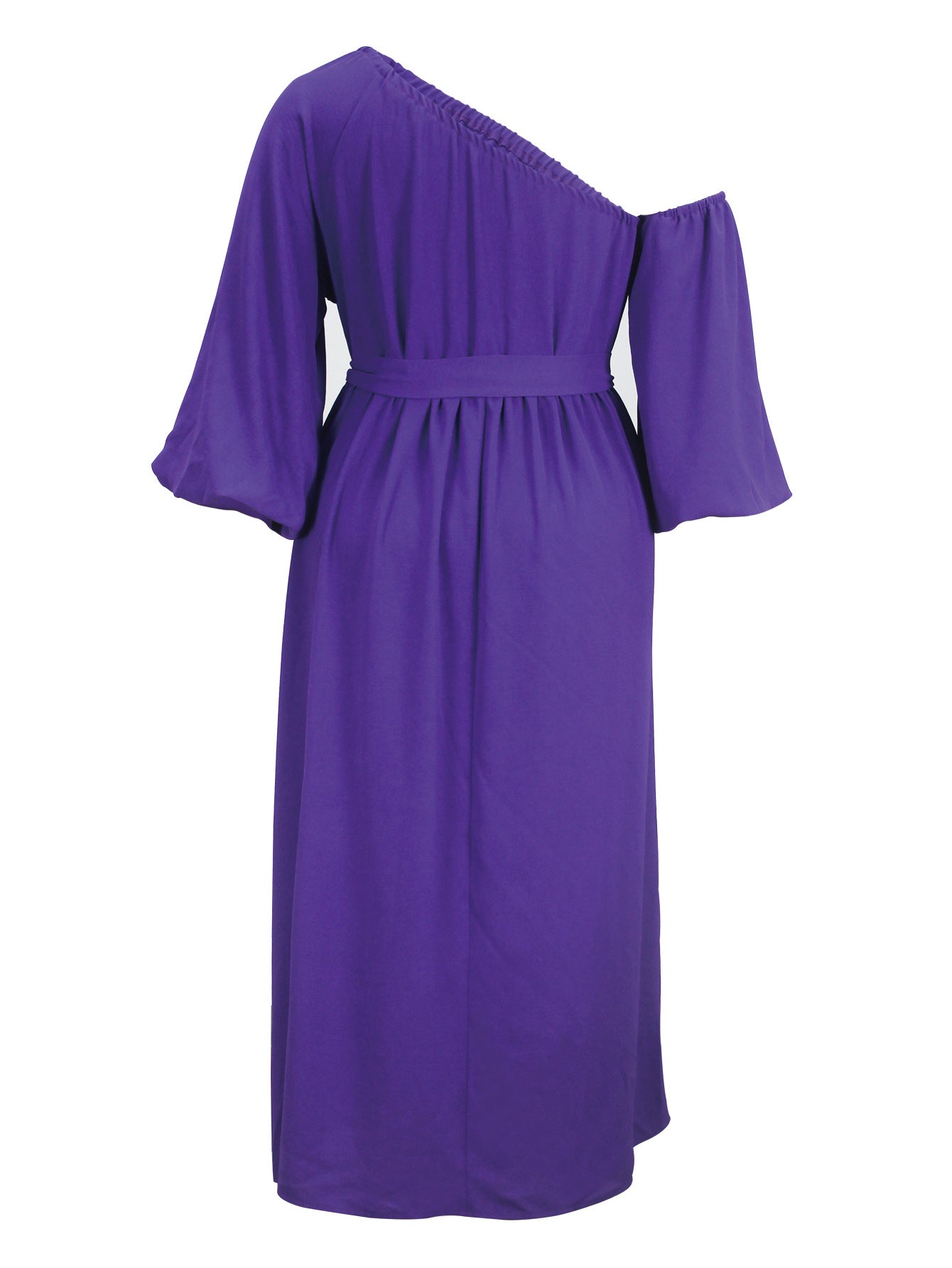 Plus-Size Women Solid Elegant Slash Shoulder Sexy Half-Sleeve Maxi Dress 10