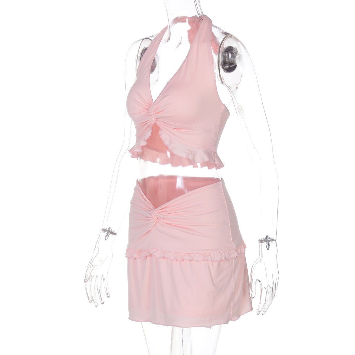 Women's Summer Sexy Knot Lace-Up Vest & Slim Skirt Set 11