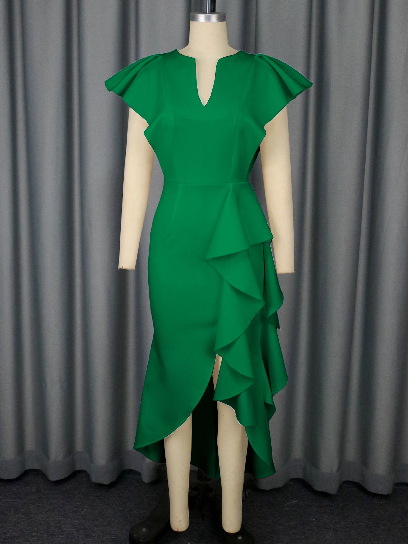 Plus-Size Women Ruffle Irregular Formal Party Dress 5