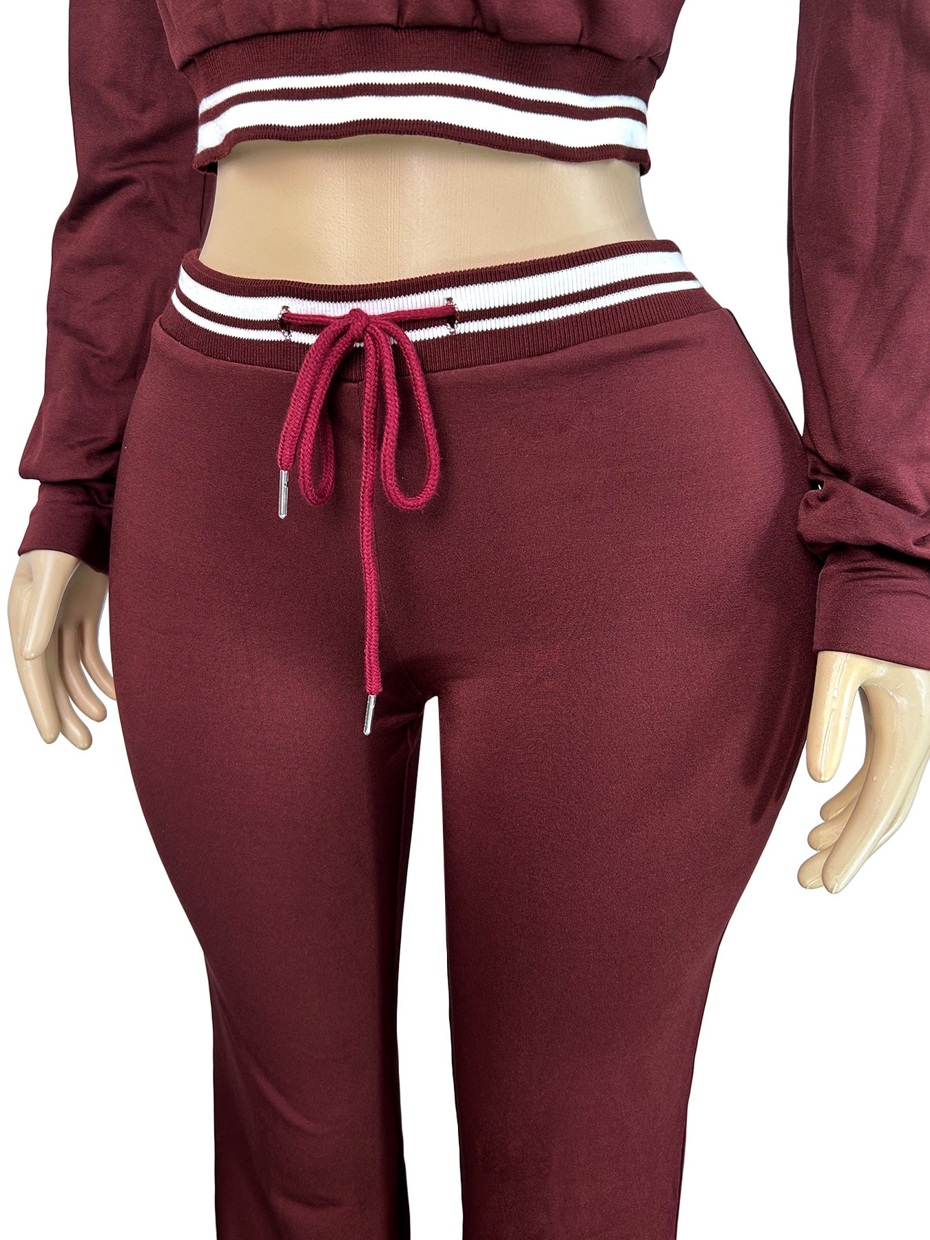 Women Turndown Collar Half-Zip Top and Drawstring Wide-Leg Pants Casual Athletic Two-Piece Set 11