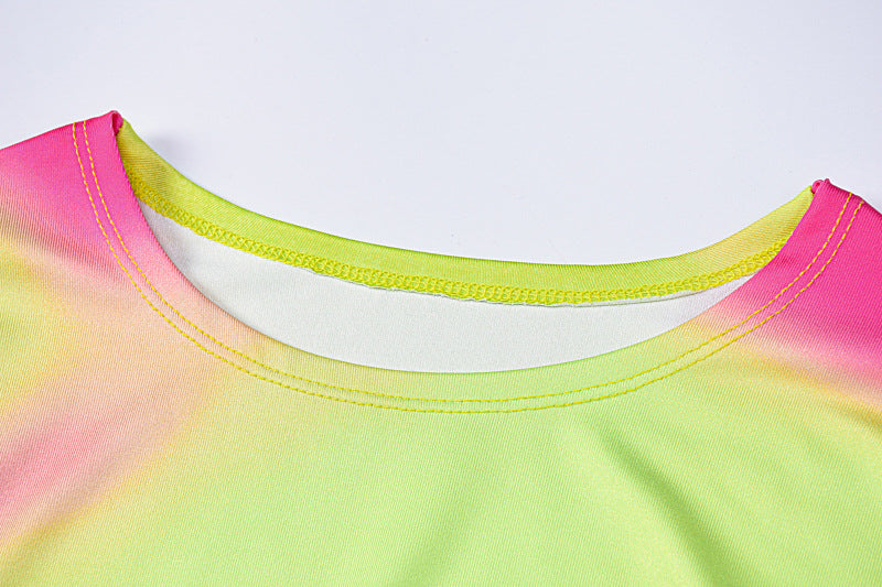 Women Spring and Summer Printed Round Neck Long Sleeve Bodycon Dress 12