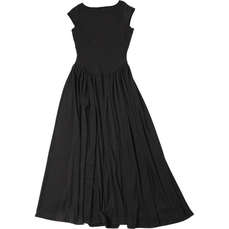 Women Spring Summer Solid Round Neck Backless Dress 14