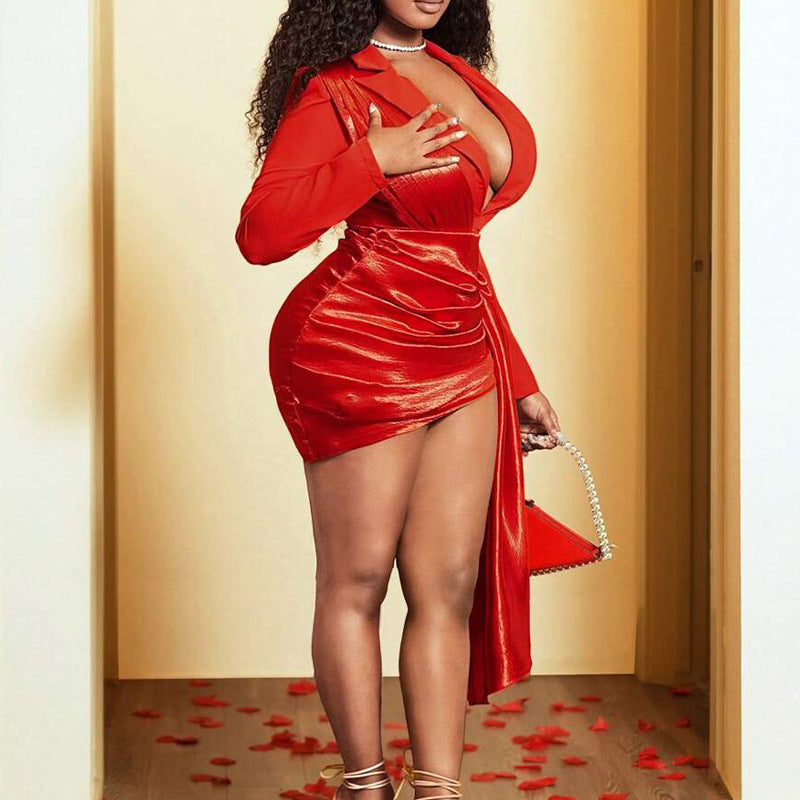 Women's Fashion Sexy Hollow-out Ribbon Patchwork Irregular Bodycon Dress