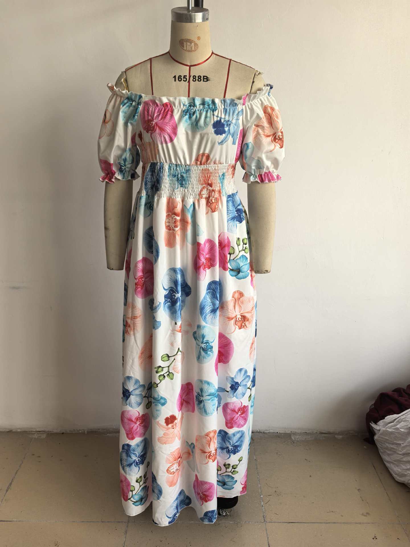 Women Summer Puff-Sleeve Printed Strap Dress 23