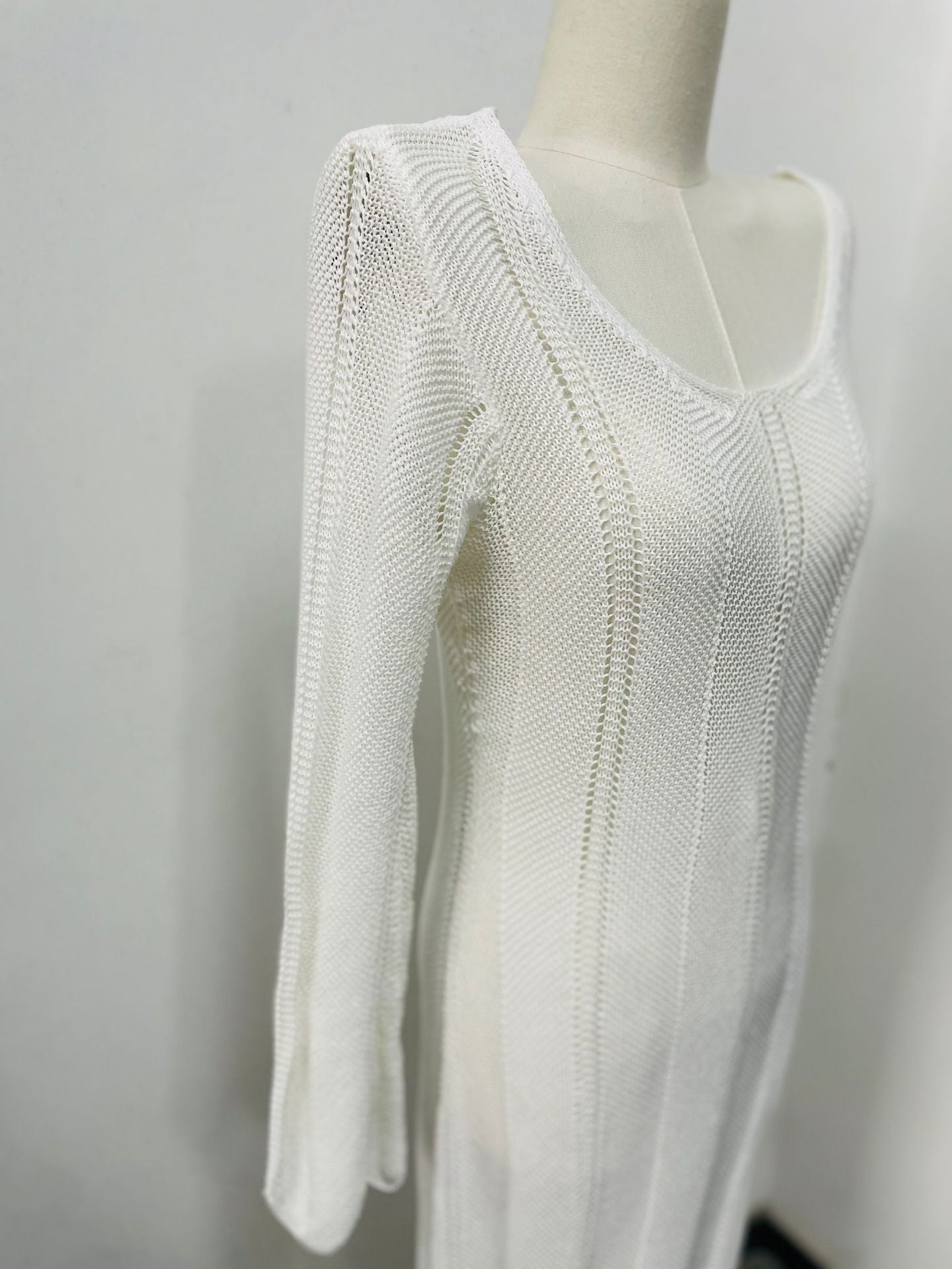 Autumn and winter women's fashion hollow solid color knitting Holidays long dress 7