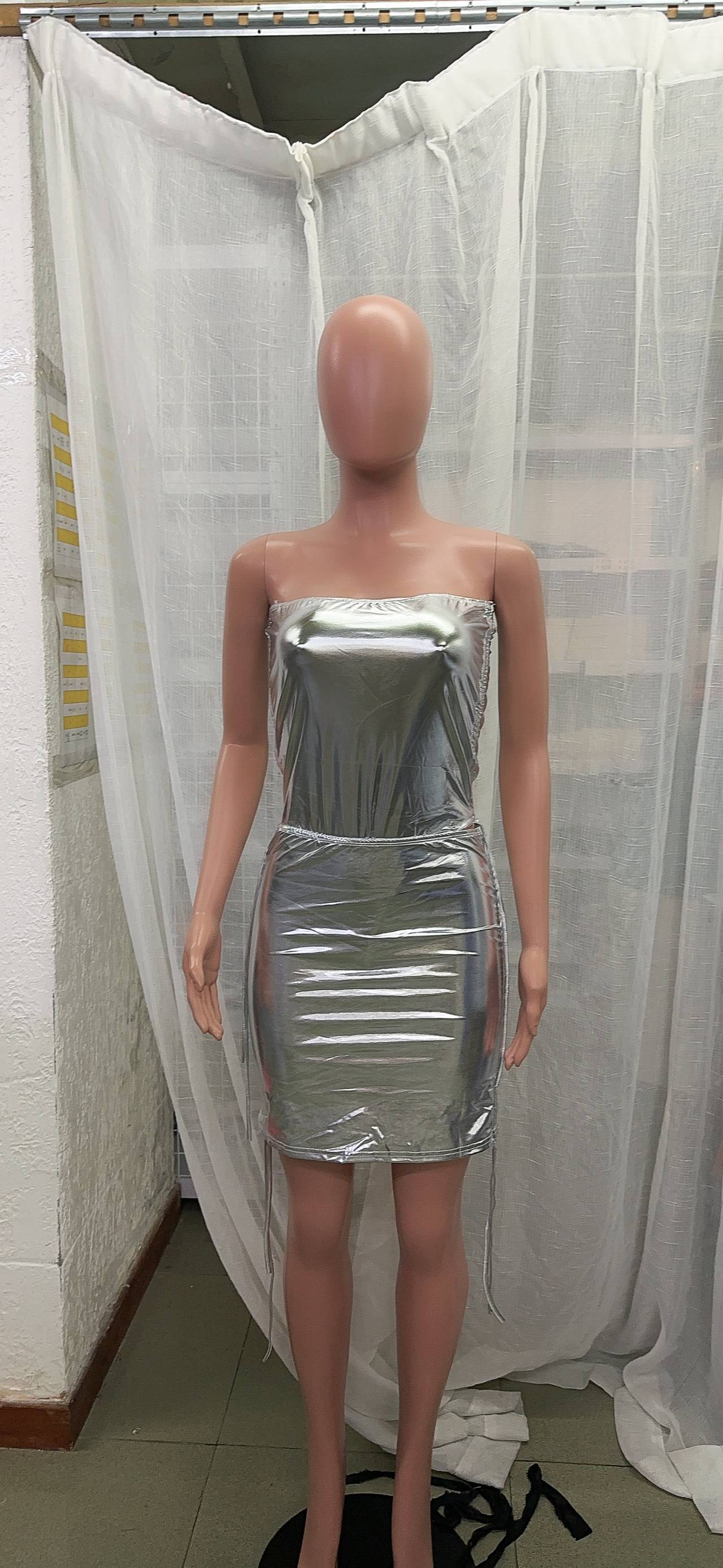 Summer Women's Fashion Metallic Drawstring Bodysuit Drawstring Bodycon Women's Suits 16