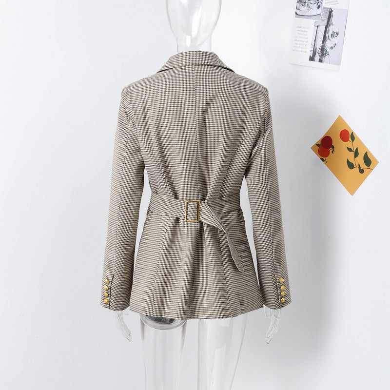 Women Fall/Winter Houndstooth Blazer Coat 8